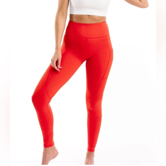 ZYIA Pants - ZYIA Red Scales Pocket Light n Tight High Rise Leggings 28”